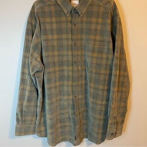 ROWM Men's Casual Button Down Shirt - khaki and Gray Plaid Size 2XB